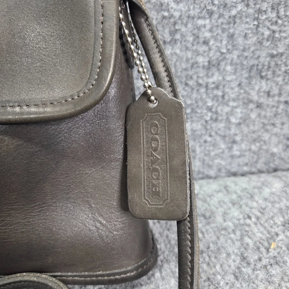 Vintage 90s Coach Women's‎ Gray Leather Tango Turnlock Purse Mini Crossbody Bag